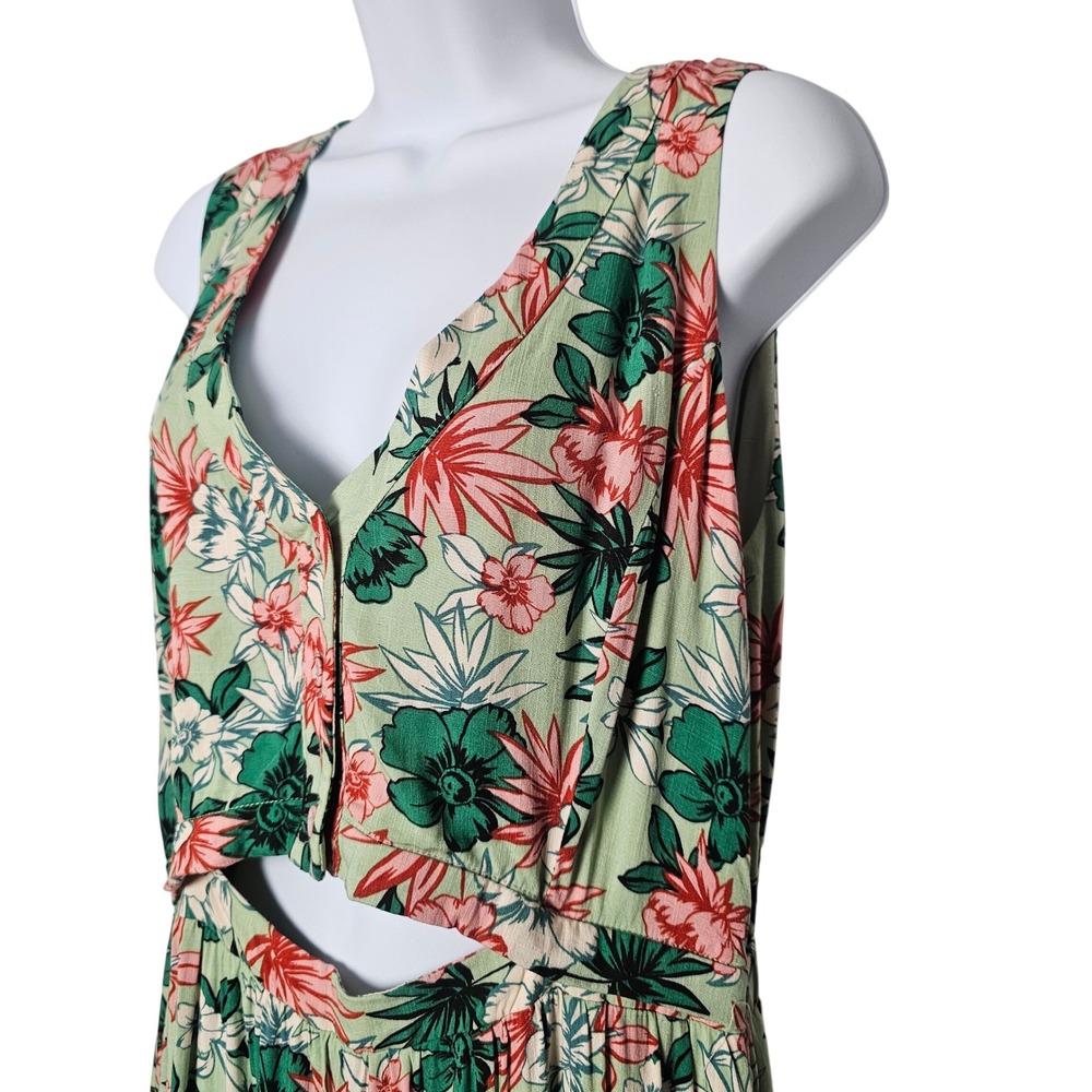 Lost + Wander Island Hopper Dress Women L Mint Floral Cutout Tiered Maxi NWT - Picture 2 of 10